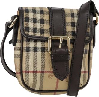Burberry Nova Check Beige Canvas Shoulder Bag (Pre-Owned)