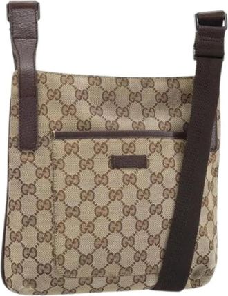 Gucci Pre-owned Vintage GG Canvas Schoudertas - Dames - Vintage Schoudertas - Beige - ONE Size - Leer - Vintage