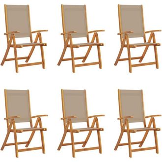 vidaXL Sillas De Jard&iacute;n Plegables 6 Uds Madera Maciza Acacia Textileno Vidaxl