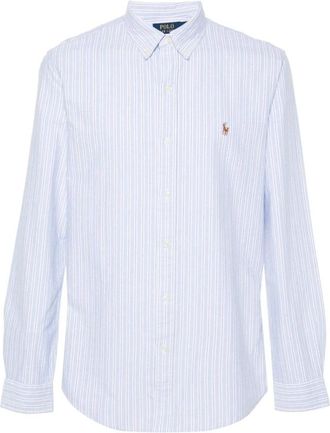 Polo Ralph Lauren Heldere Blauwe Gestreepte Overhemd - Heren - Casual Overhemden - Blauw - XL - Katoen - Overhemden
