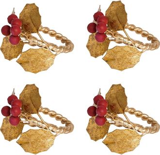 Juliska Forest Walk Holly Berries Set of 4 Napkin Rings in Multi at Nordstrom