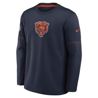 Nike Chicago Bears Sideline Coaches Nike Mens Therma-FIT NFL Long-Sleeve T-Shirt in Blue | 03BR051Y7Q-MXW