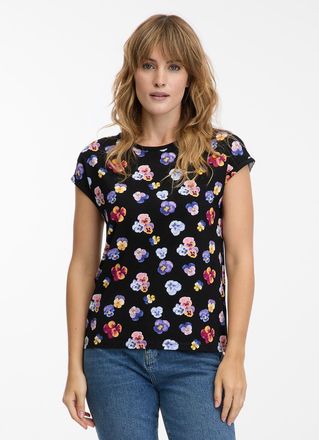 Ragwear T-Shirt RAGWEAR DIONA PRINT, Damen, Gr. XXL, schwarz, Jersey, Obermaterial: 95% Viskose, 5% Elasthan, gestreift, regular fit, Rundhals, Shirts T-Shirt