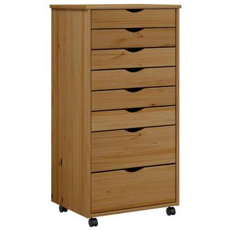 vidaXL Cajonera Con Ruedas Moss Madera Maciza Pino Marr&oacute;n Miel Vidaxl
