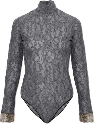 Valentino Garavani Lace Bodysuit - Dames - Bodies - Blauw - S - Leer - Tops