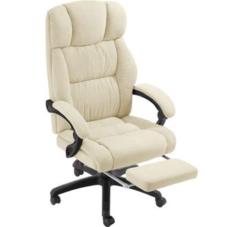 TecTake Silla de oficina con reposapi&eacute;s y tapizado de terciopelo, 360&ordm;, beige