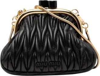 Miu Miu Pre-owned Nappa Leder Schoudertas - Dames - Vintage Clutch - Zwart - ONE Size - Leer - Vintage