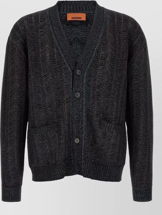 Missoni ribbed v-neck zigzag-knit cardigan