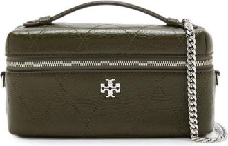 Tory Burch Charlie Quilted Vanity Case - Dames - Handtassen - Groen - ONE Size - Leer - Tassen