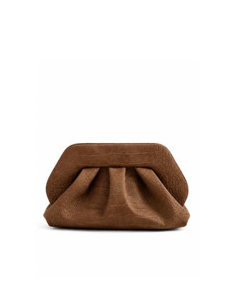 Themoir&egrave; Bios Medium Rocky Road Croco Effect Vegan Suede Shoulder Bag