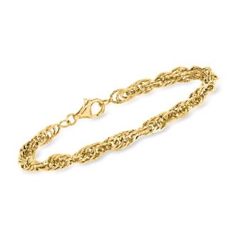 Ross-Simons 18kt Gold Over Sterling Rope-Chain Bracelet