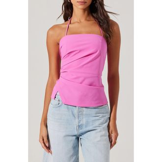 ASTR the Label Mel Side Ruched Halter Top in Pink at Nordstrom Rack, Size Small