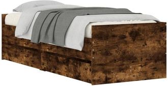 vidaXL Bed Frame with Drawers without Mattress Smoked Oak 90x190 cm Single Vidaxl