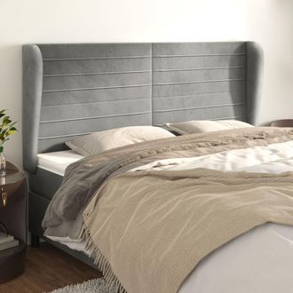 vidaXL Cabecero Con Orejas De Terciopelo Gris Claro 183x23x118/128 Cm Vidaxl