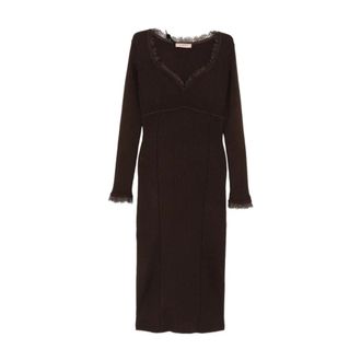 Twinset Dames, Jurken, Bruin, Maat: M Viscose