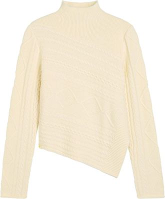 Staud Sidney Cable-knit Wool-blend Jumper - Ivory - S (UK8-10 / S)