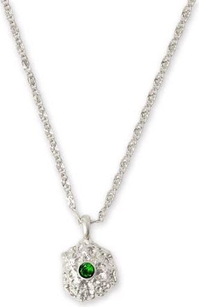 Classicharms Shayla Molten Cubic Zirconia Pendant Necklace in Silver/green at Nordstrom