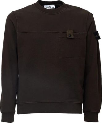 Stone Island Crewneck Sweatshirt - Heren - Sweatshirts - Bruin - S - Katoen - Hoodies & sweatvesten