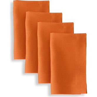 Solino Home Linen Dinner Napkins - Fete, 20 x 20 in Persimmon Orange at Nordstrom, Size Large