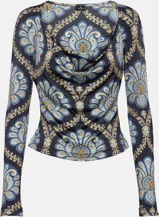 Etro Scoop-neck paisley jersey top