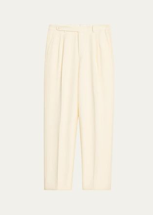 Brioni Mens Capri Wool Double-Pleated Trousers