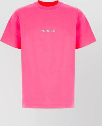 Purple short sleeve cotton crew neck t shirt