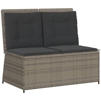 vidaXL Sill&oacute;n Reclinable De Jard&iacute;n Con Cojines Rat&aacute;n Sint&eacute;tico Gris Vidaxl