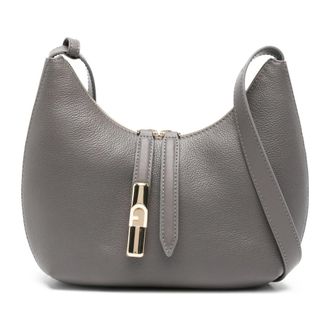 Furla Tassen, Dames, Grijs, ONE Size, Leer, Goccia S Schoudertas