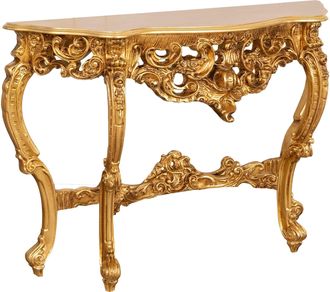 Biscottini International Biscottini - Mesa Consola De Madera Con Acabado En Pan De Oro Antiguo Fabricada En Italia