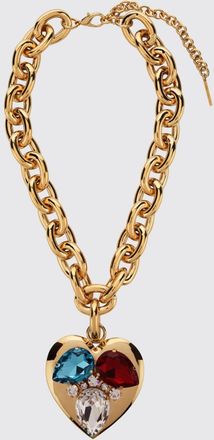 Alessandra Rich Gold-Tone Brass Choker Necklace with Crystal Heart Pendant