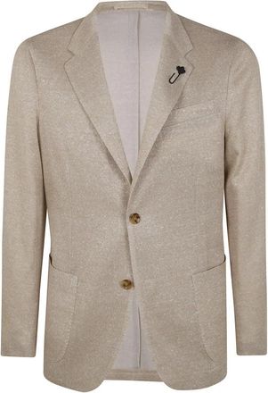 Lardini Single-Breasted Blazer - Heren - Blazers - Beige - XL - Katoen - Jassen