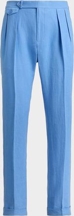 Polo Ralph Lauren Men & apos;s Pleated Linen Straight-Leg Trousers