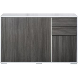 HOMCOM Mobiletto Multiuso Grigio 2 Armadietti Apertura a Pressione 2 Cassetti - Homcom