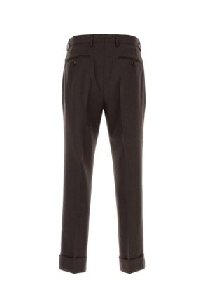 Burberry Mens Dark Brown Wool Pant Sootbrown Exterior: Pantaloni