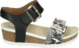 Josef Seibel Schoenen, Dames, Veelkleurig, 38 EU, Leer, Sportieve Sandalen Zwart Leer Quinn