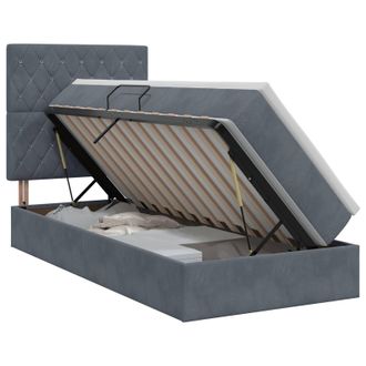 vidaXL Letto Con Contenitore E Materasso Grigio Scuro 90 X 190 Cm Vidaxl