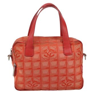 Chanel Travel Line Convertible Satchel Nylon Red Nylon Handbag (Pre-Owned)