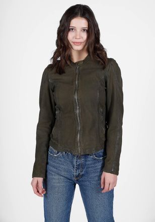 Freaky Nation Lederjacke FREAKY NATION Fast Tula, Damen, Gr. S (36), gr&uuml;n (olivgr&uuml;n), Oberstoff: 100% Leder; Futter: 100% Baumwolle, figurbetont, Jacken Lederjacke