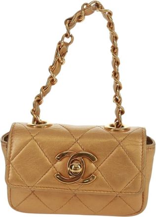 Chanel Classic Flap Charm Chain Belt Quilted Caviar Gold Leather Handbag (Pre-Owned)