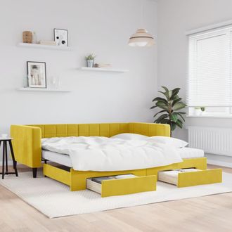 vidaXL Vidaxl - Sof&aacute; Cama Nido Con Cajones Terciopelo Amarillo 100x200 Cm