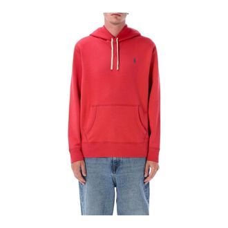 Polo Ralph Lauren Hoodies, male, Red, Size: XL Hooded Long Sleeve Pullover