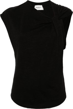 Isabel Marant Naydali asymmetric T-shirt - women - Organic Cotton - 38 - Black