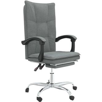 vidaXL Furniture Limited - Silla De Oficina Reclinable De Tela Gris