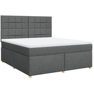 vidaXL Vidaxl - Cama Box Spring Con Colch&oacute;n Tela Gris Oscuro 180x200 Cm