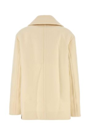 Jil Sander Womens Cream Wool Coat Bone Exterior: Cappotti