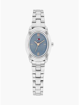 Tommy Hilfiger Womens 27MM Textured Oval Dial Dress Watch - Silver