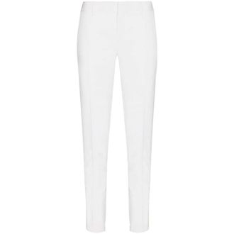 Saint Laurent Broeken, Dames, Wit, M, Wol, Slim-Fit wollen chinos met plooien en ritssluiting
