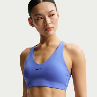 Nike Womens Universa Medium-Support Padded Sport Bra in Blue | IB9830-570
