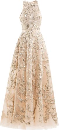 Saiid Kobeisy Embroidered Tulle Long Dress