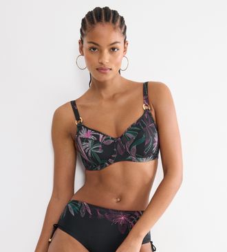 Triumph B&uuml;gel-Bikini-Top TRIUMPH Summer Tropics W 01, Damen, Gr. 38, Cup D, schwarz combination, Microfaser, Obermaterial: 55% Polyamid, 45% Elasthan, Bikini-
